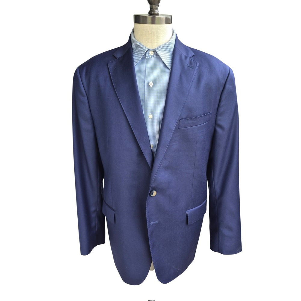 Tailored Navy Blue Loro Piana Super 130S Wool Blazer Jacket Mens 46R Canada